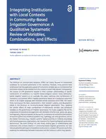 Integrating Institutions with Local Contexts in Community-Based Irrigation Governance: A Qualitative Systematic Review of Variables, Combinations, and Effects